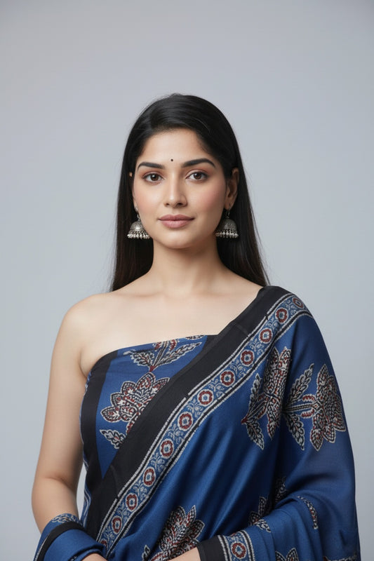 Modal Silk Ajrakh 2 Piece Unstitched Suit