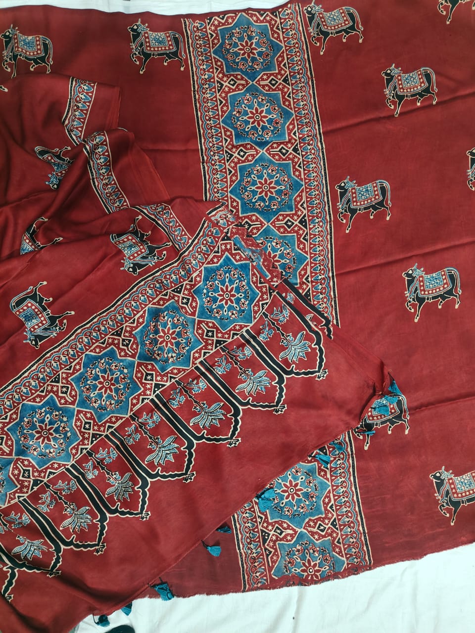 Modal Silk Ajrakh 2 Piece Unstitched Suit