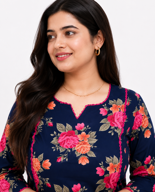 Gulmohar Cotton kurti for women floral
