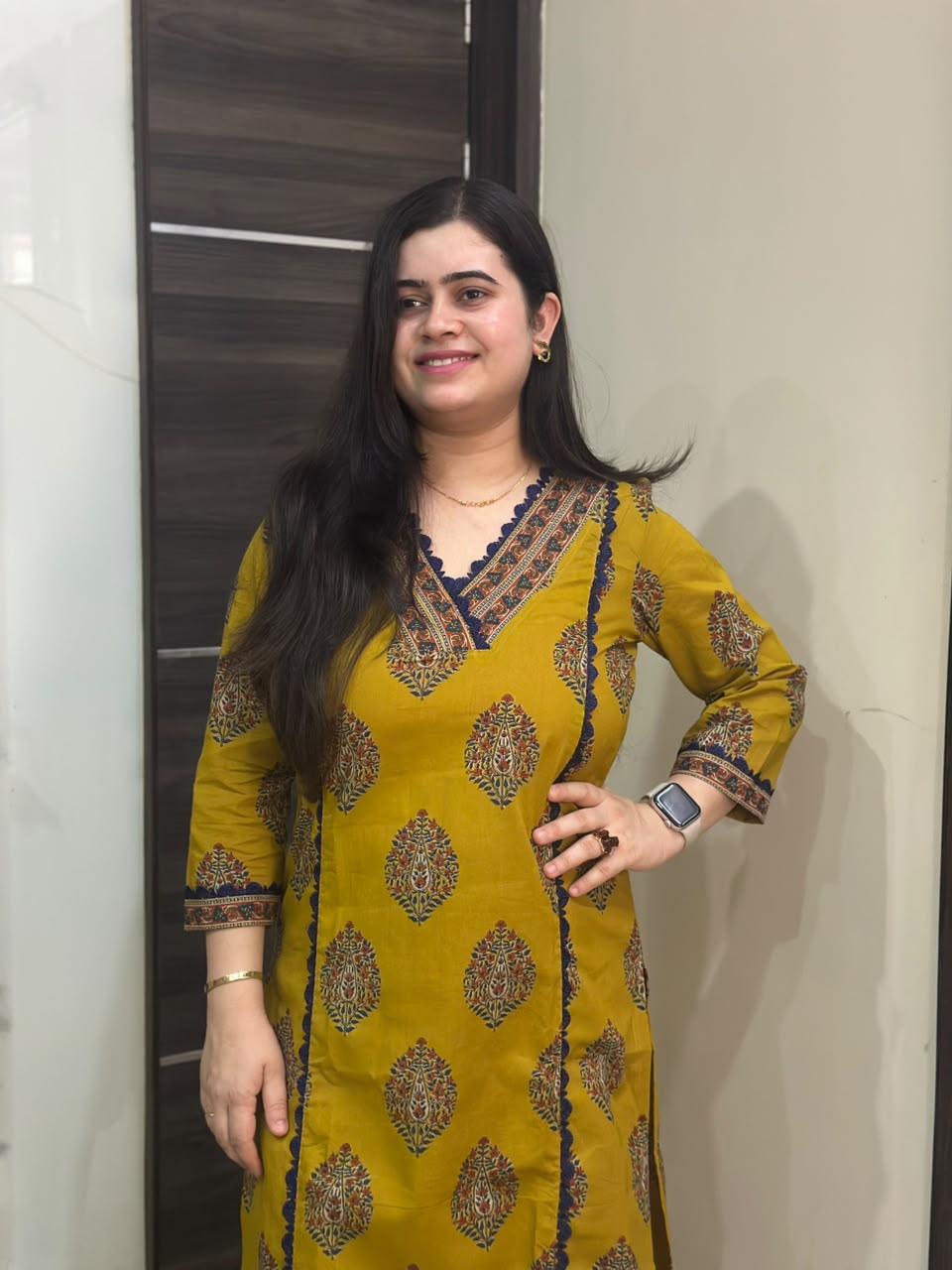 Gulmohar Cotton kurti for women mustard