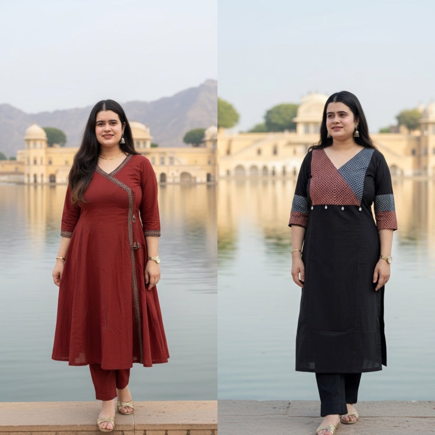 Airy cotton long kurta combo