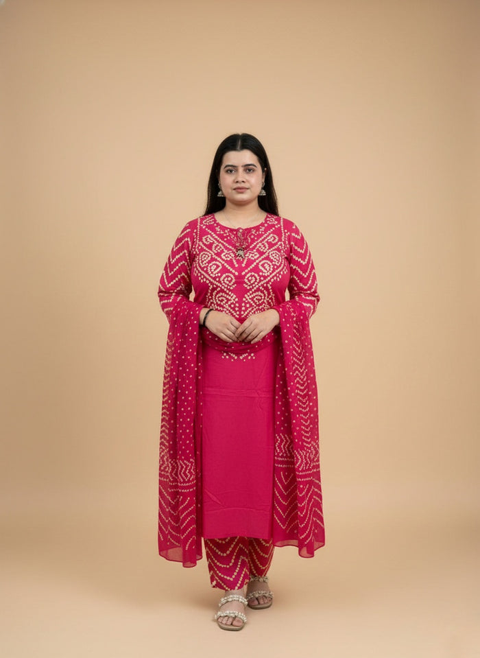 Amayra Cotton Kurta Embroidery Work Kurti Pant And Dupatta
