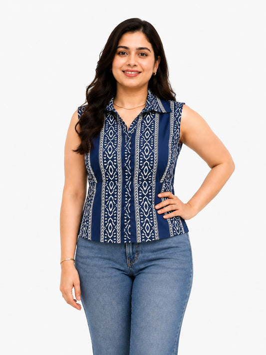Short Cotton tunics for women Blue