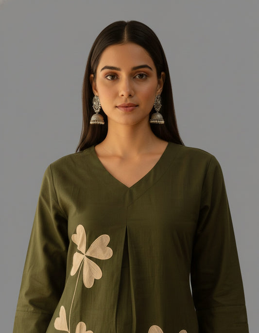 Amayra Cotton green kurta Set