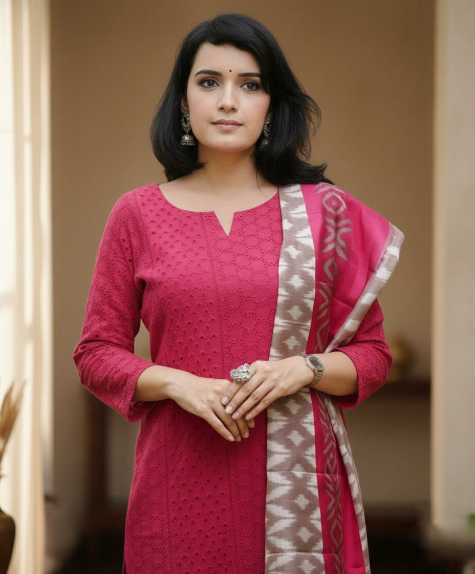 Cotton Chikankari kurta Set