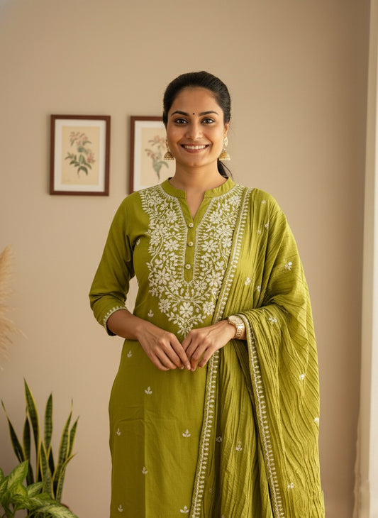 Premium Cotton Suit For Women GRN