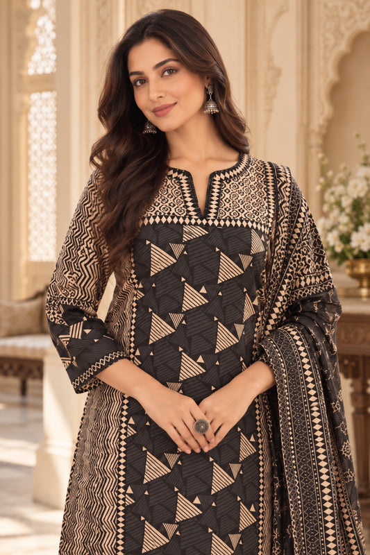 NAZAKAT cotton kurta set with pants & dupatta