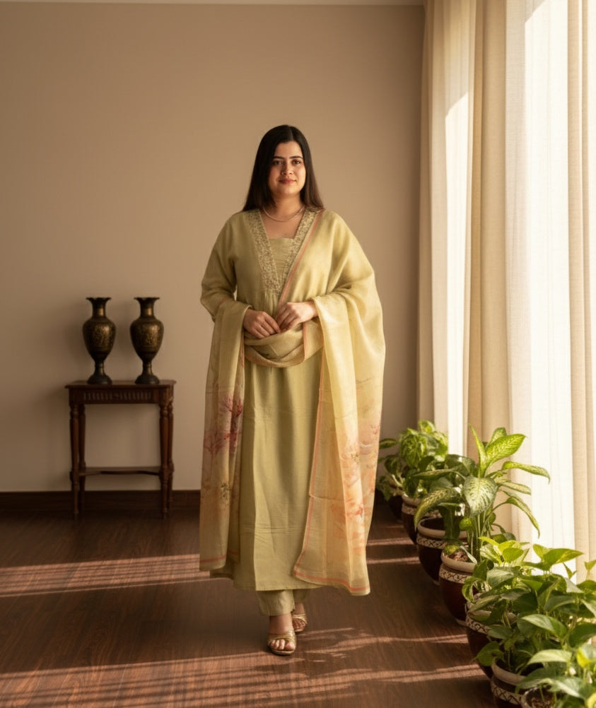 Modal Shimmer Silk Suit