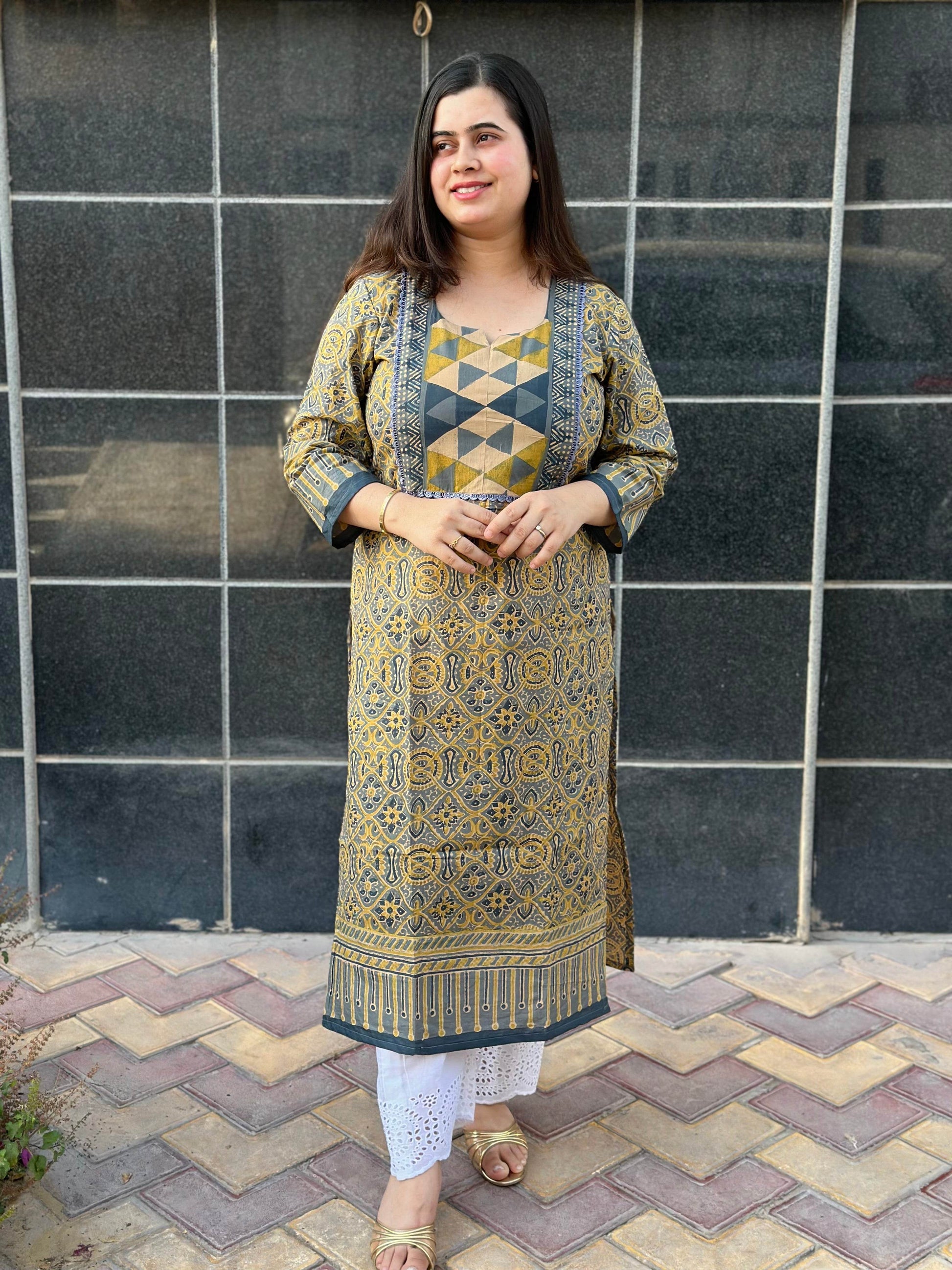 Airy Bagru Cotton Kurti for women - Vijay Laxmi