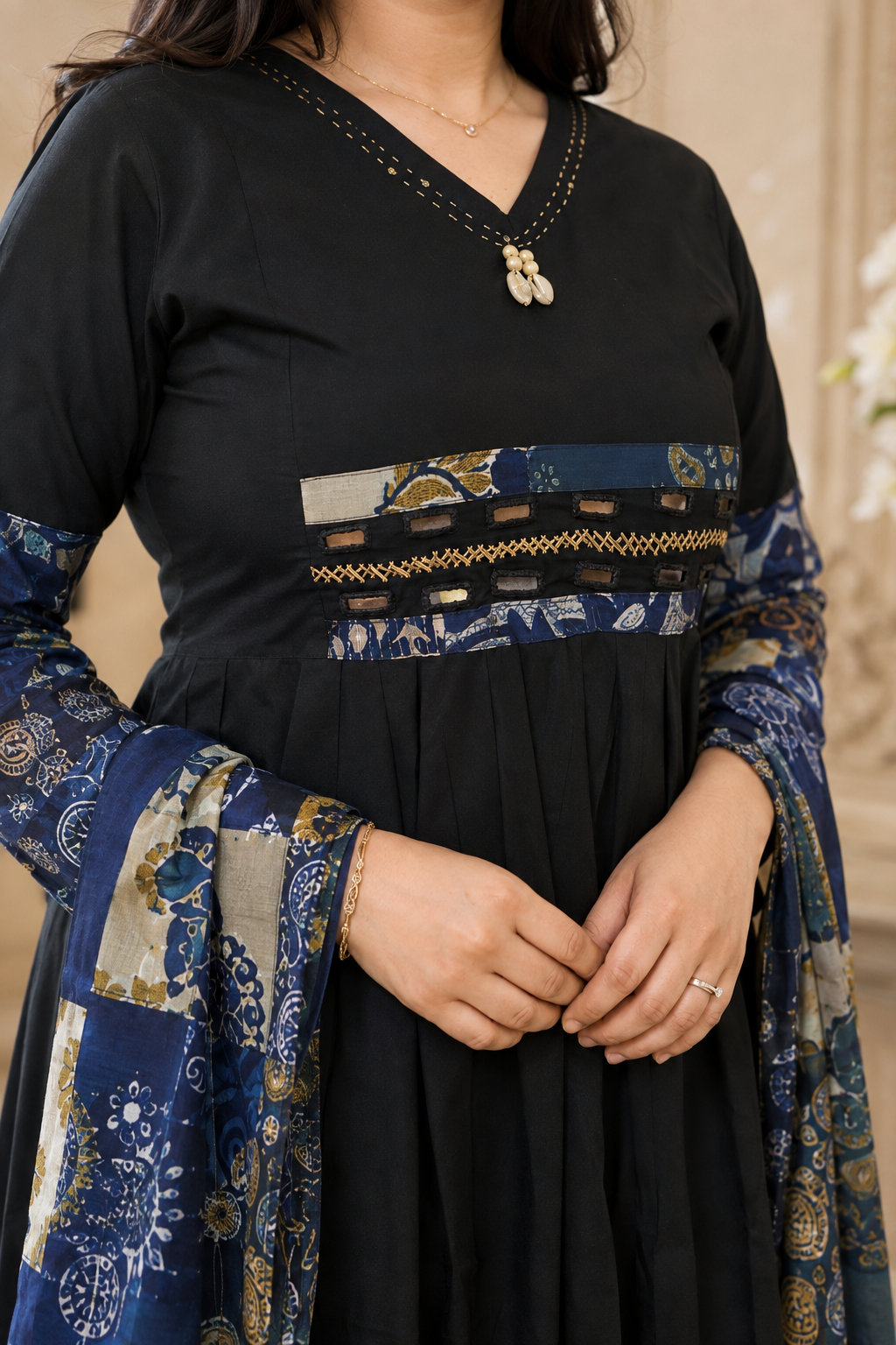 Anami ajrakh cotton kurta set with pant & mul cotton dupatta