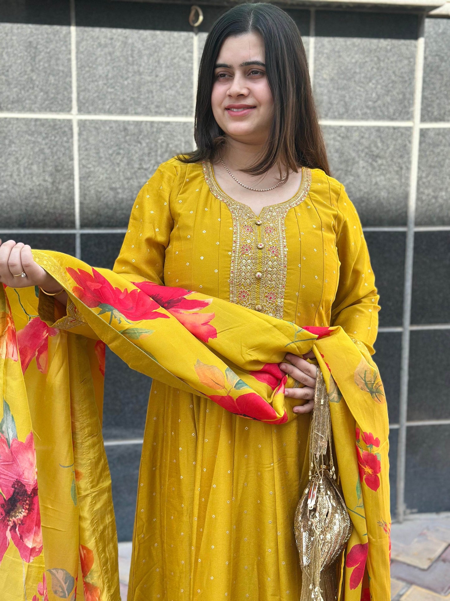 Dola Silk Party wear Frock Suit - Vijay Laxmi