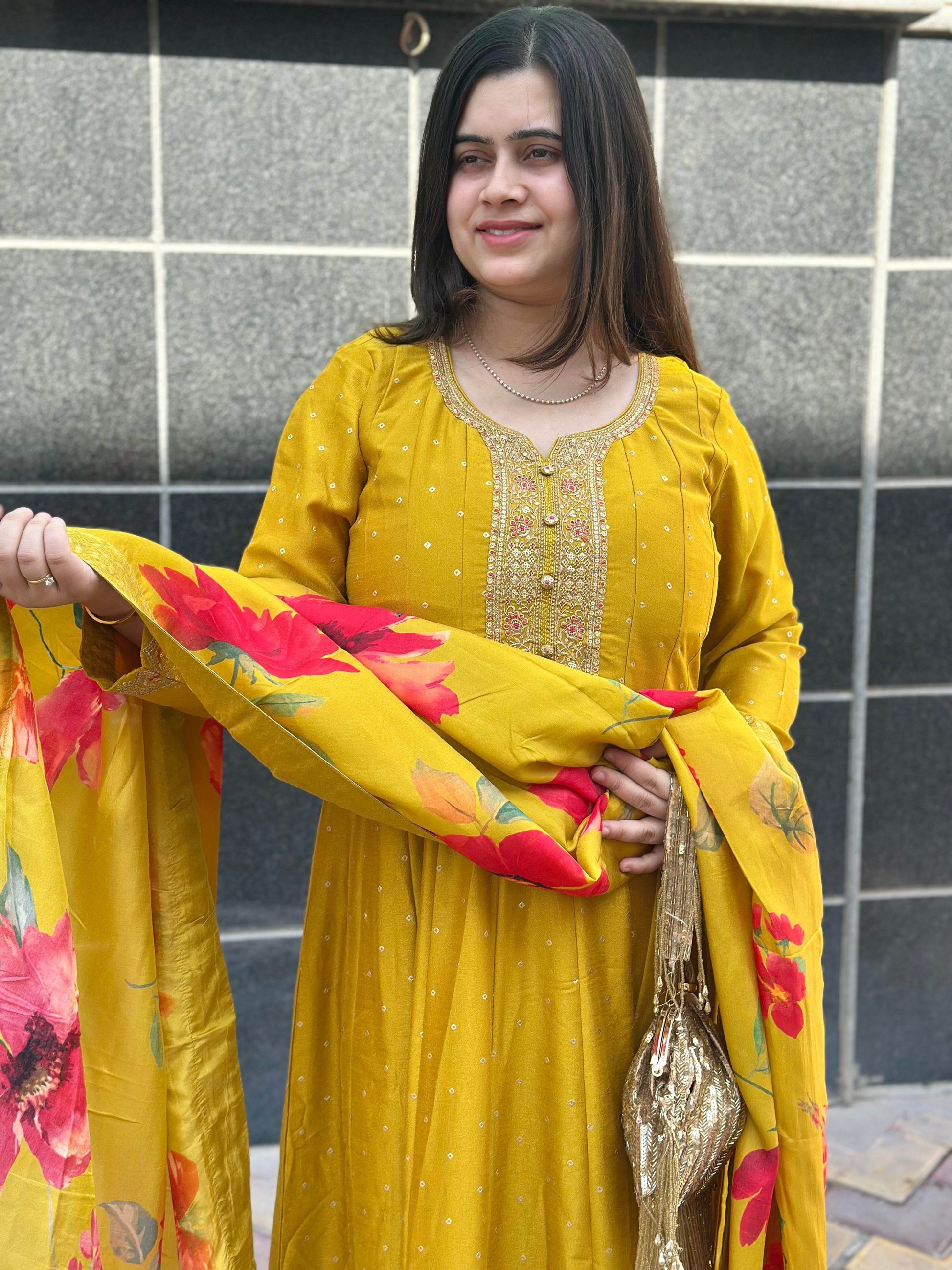 Dola Silk Party wear Frock Suit - Vijay Laxmi