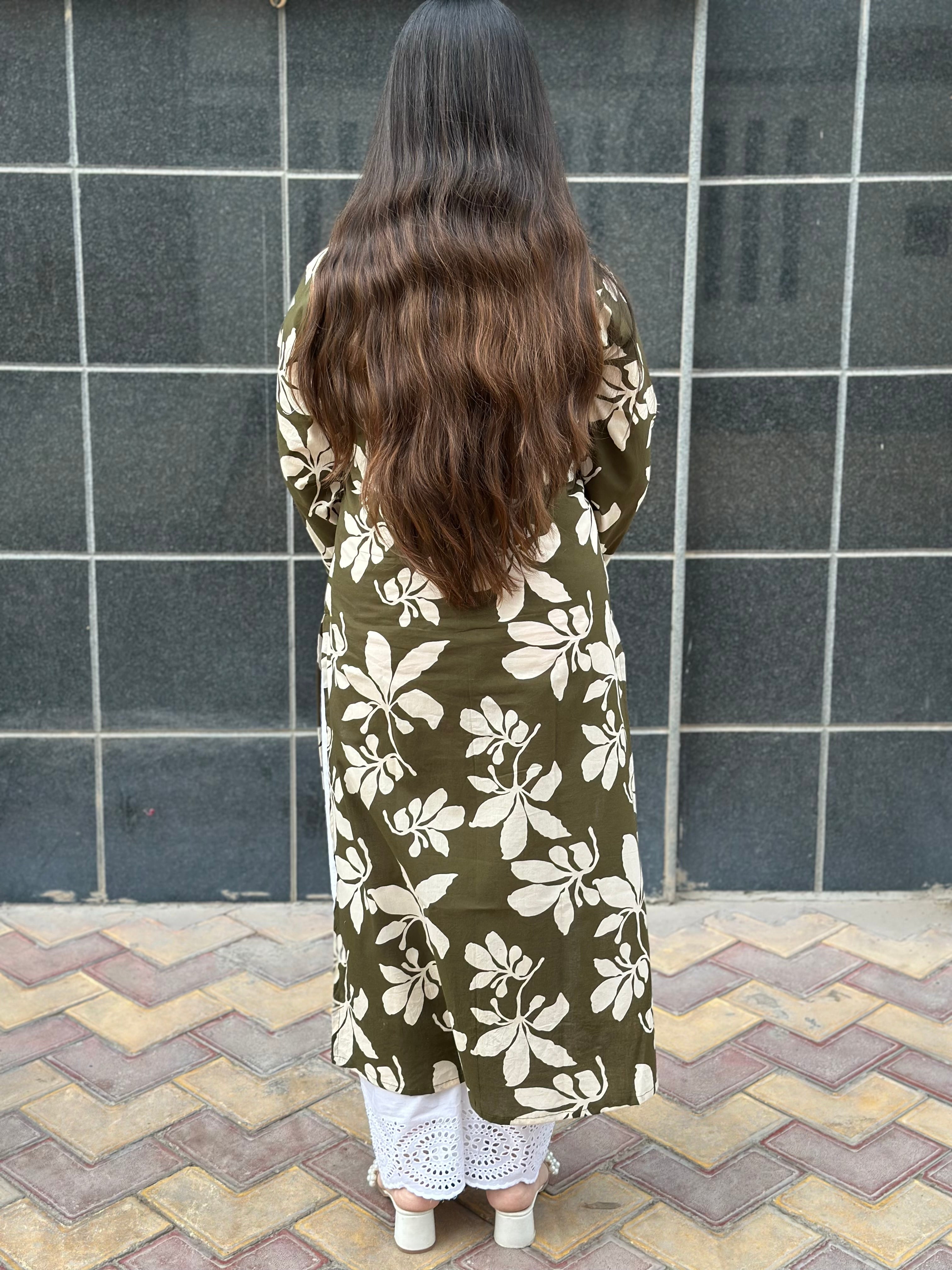 Airy Cotton Long Kurti floral