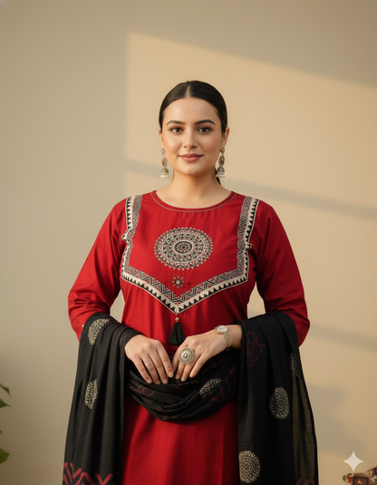 Amayra Arjakh Cotton Kurti Pant Dupatta Set – Thread & Lace