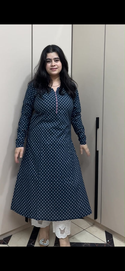 Rangrez pure cotton kurti for women blue