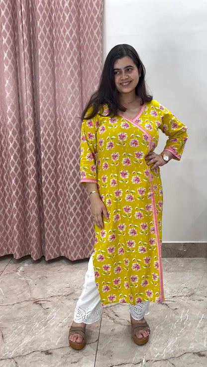 Angrakha Airy Cotton Kurti for women