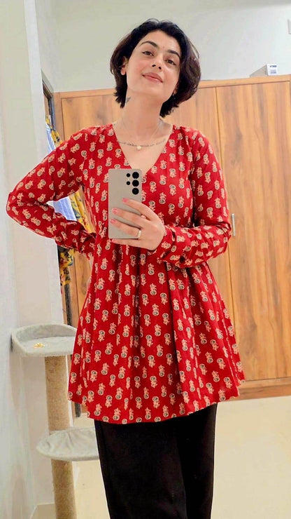 Short Cotton tunic for women - Vijay Laxmi
