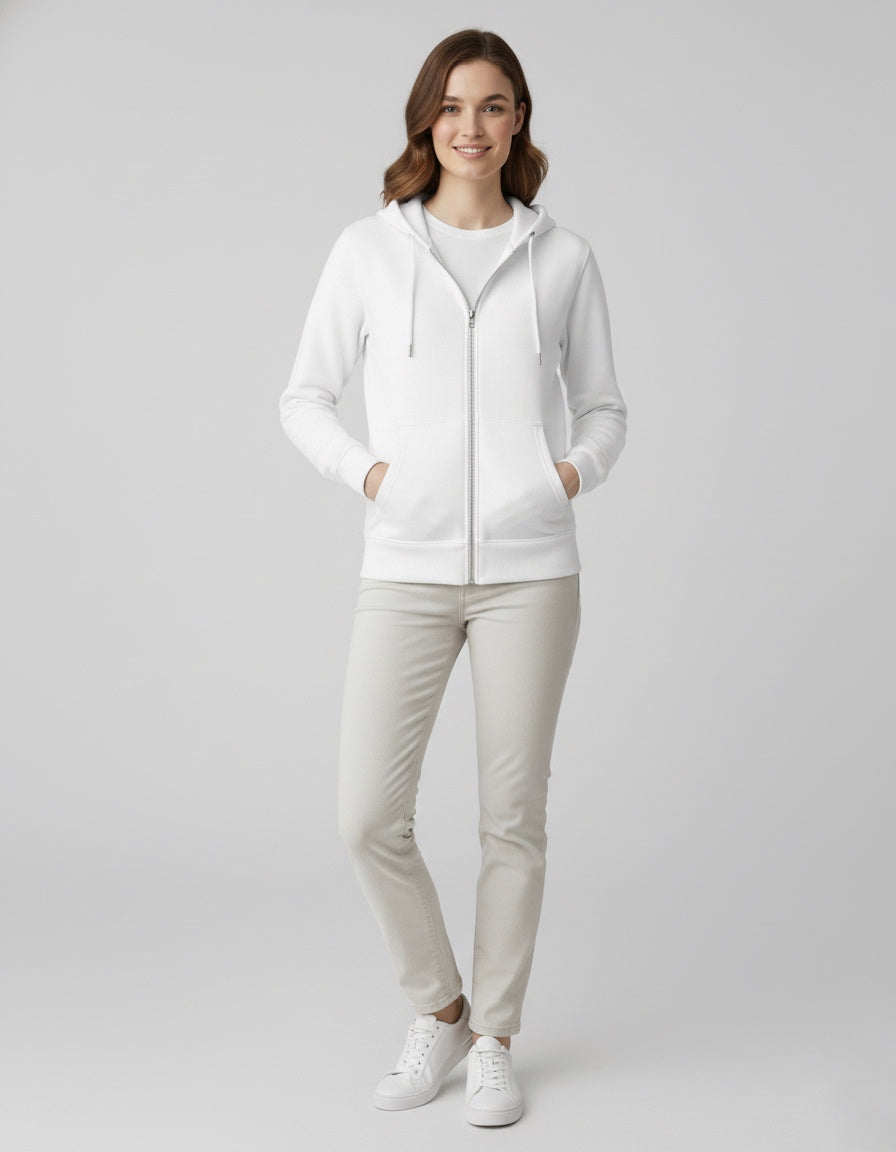 Unisex Zip Hoodie- White