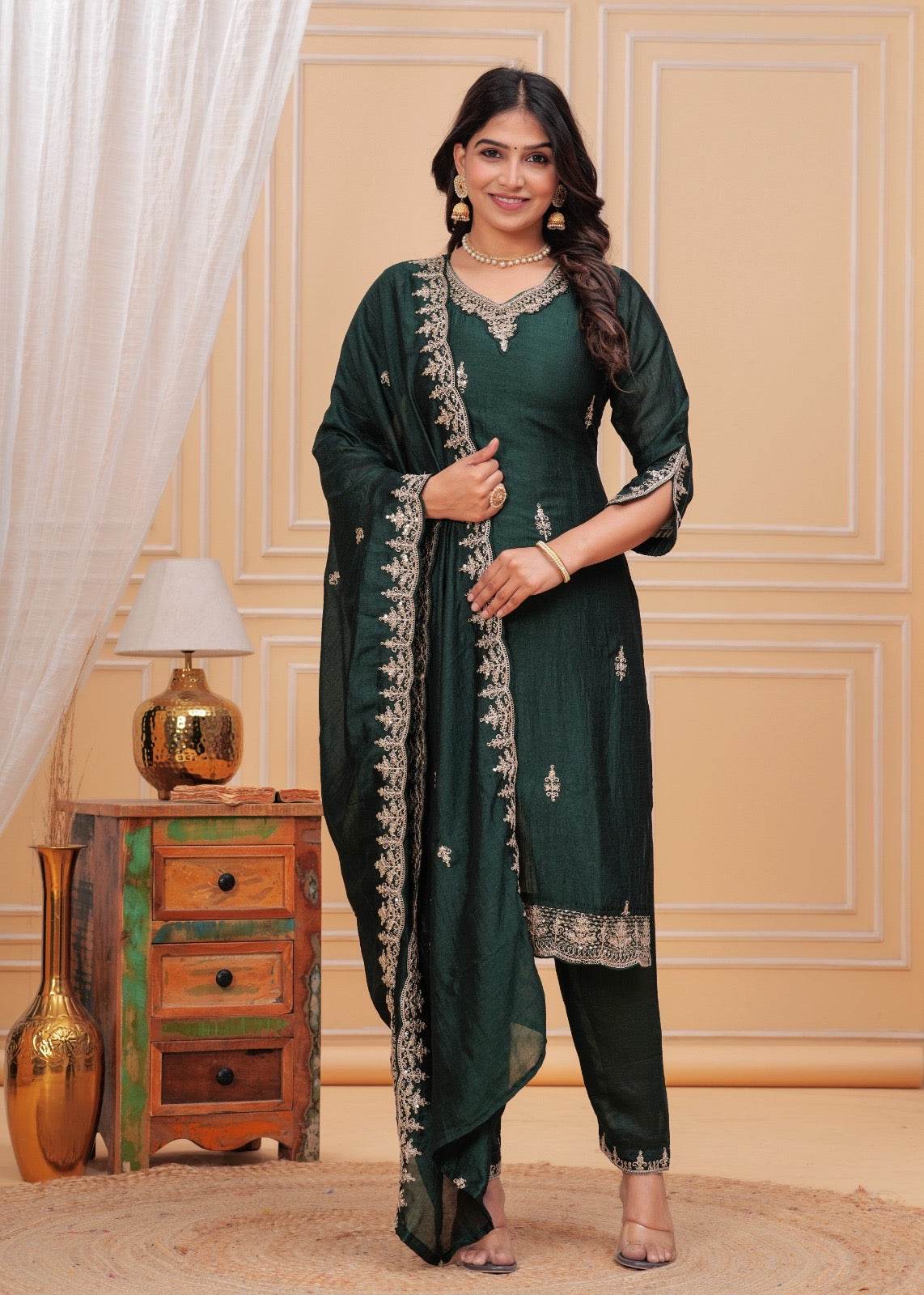 Maharani Dola Silk Suit - Vijay Laxmi