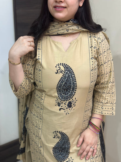 Gulzar kalamkari cotton kurta set black