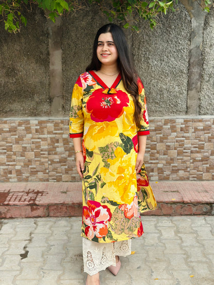 Breathable & Stylish Floral cotton kurti