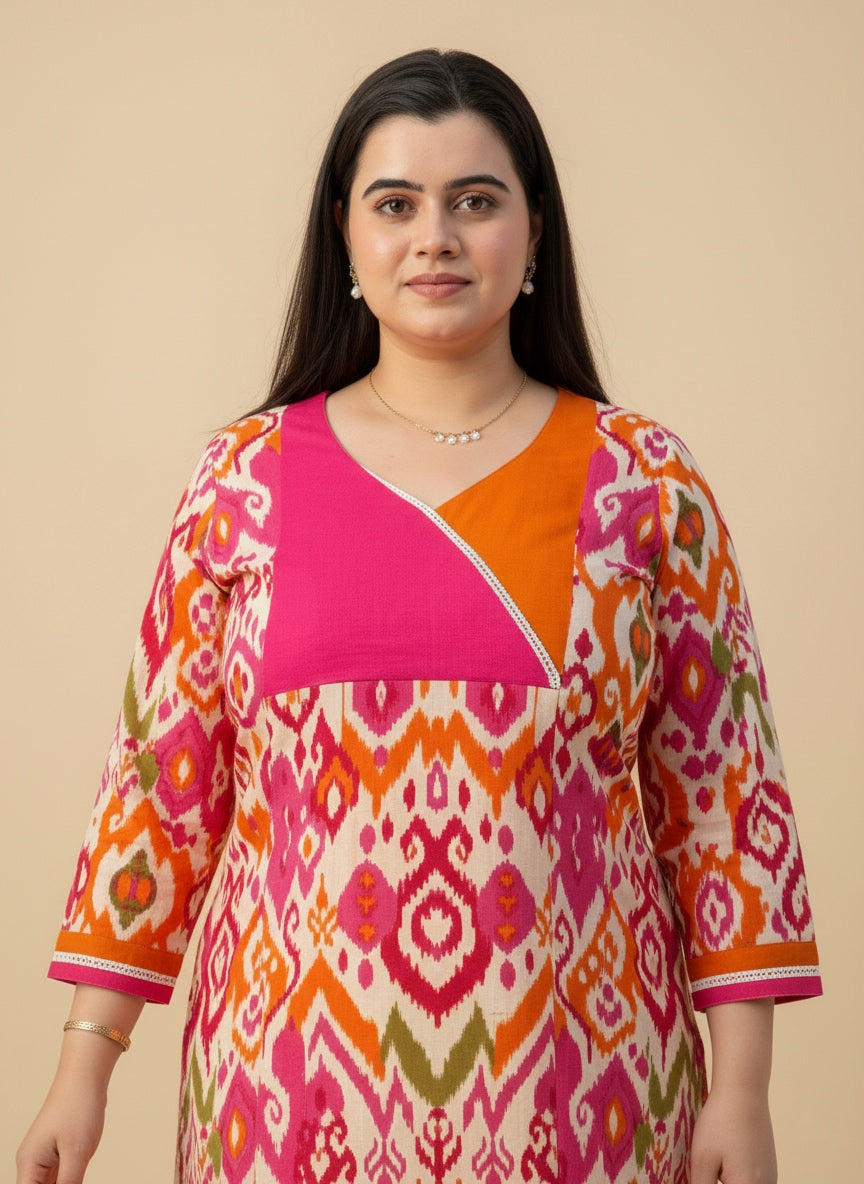 Airy Cotton Ikkat kurti for women