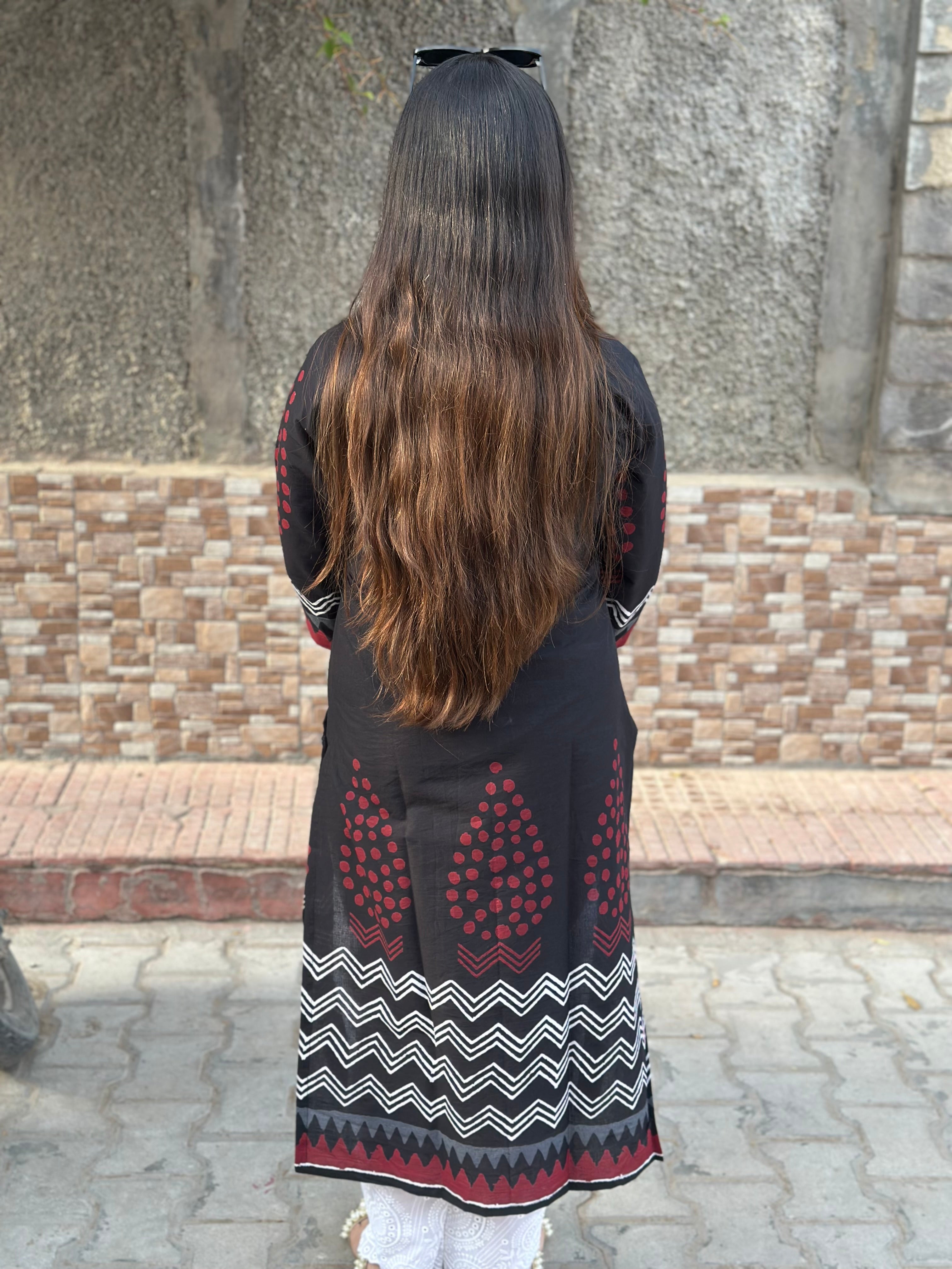 Airy Cotton Long Kurti black