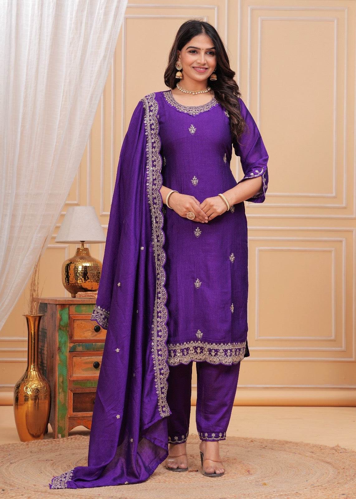 Maharani Dola Silk Suit - Vijay Laxmi