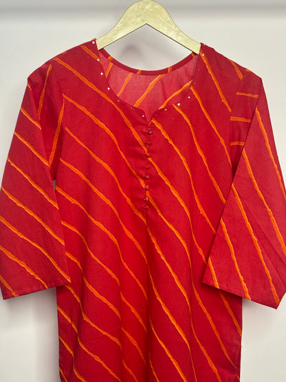Gulzar Leheriya cotton kurti red