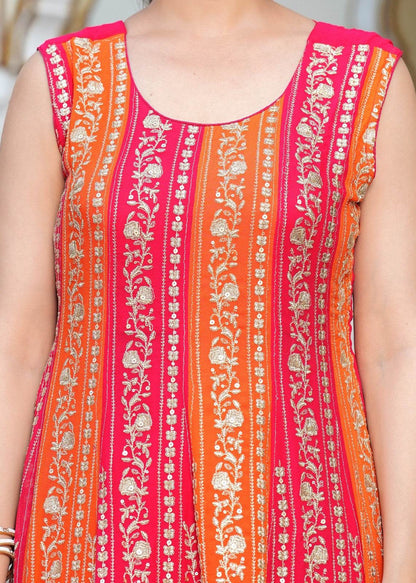 Dola Silk Peplum Suit with Sharara - Vijay Laxmi