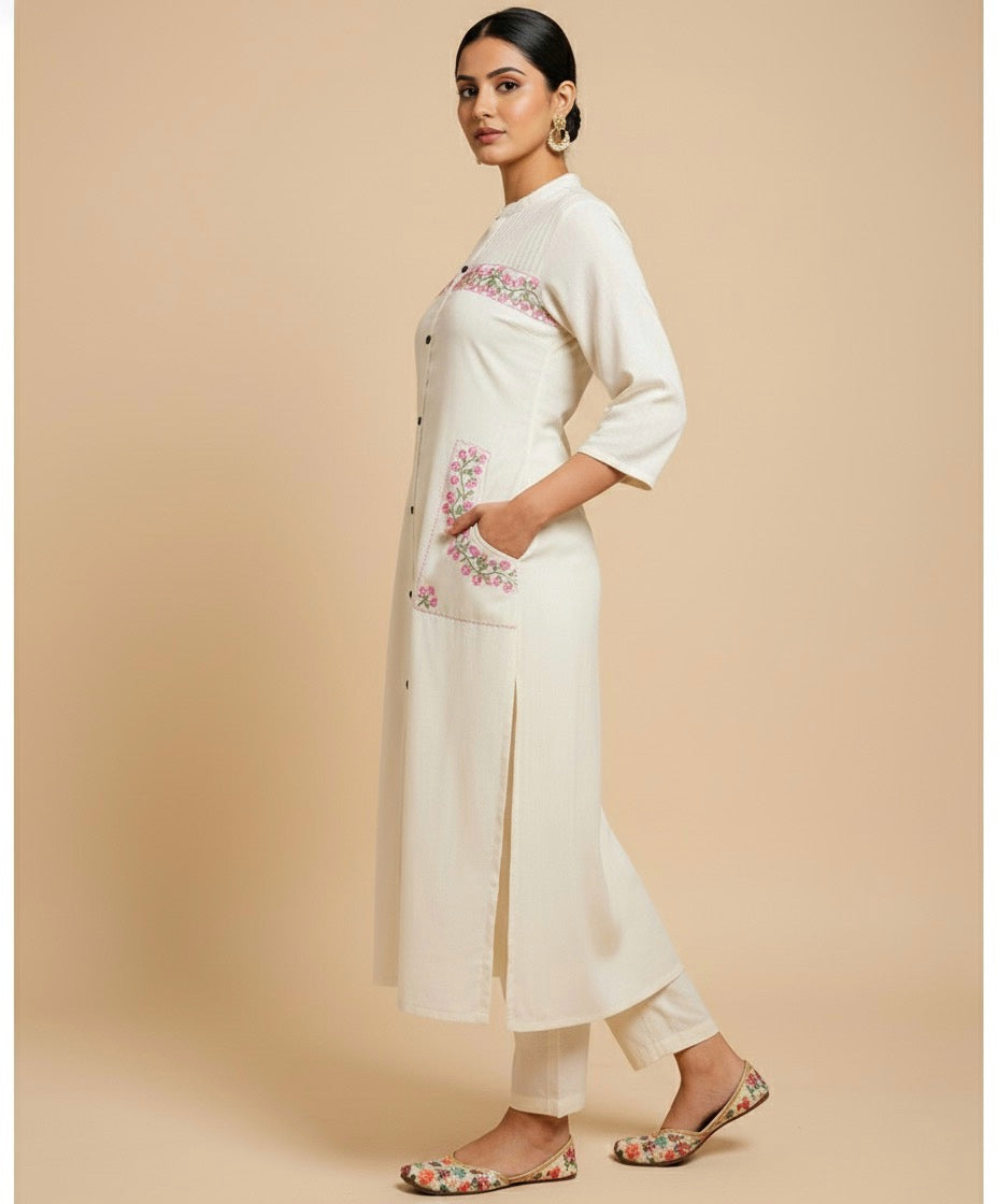 Amayra Cotton Flex White kurta Set