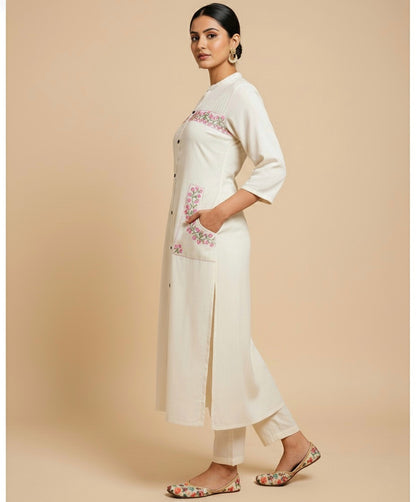 Amayra Cotton Flex White kurta Set