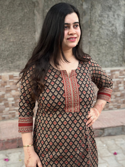 Airy Cotton Kurti for women black