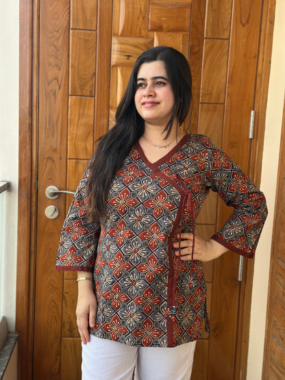 Jasmine short kurti Ajrakh