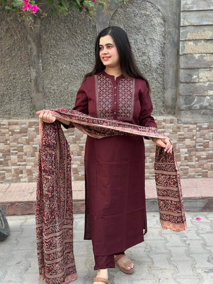 Kalamkari dupatta Cotton kurta set for women - Vijay Laxmi