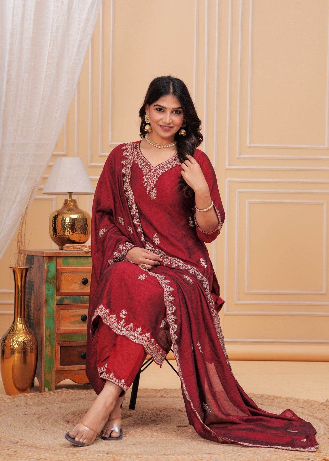 Maharani Dola Silk Suit - Vijay Laxmi