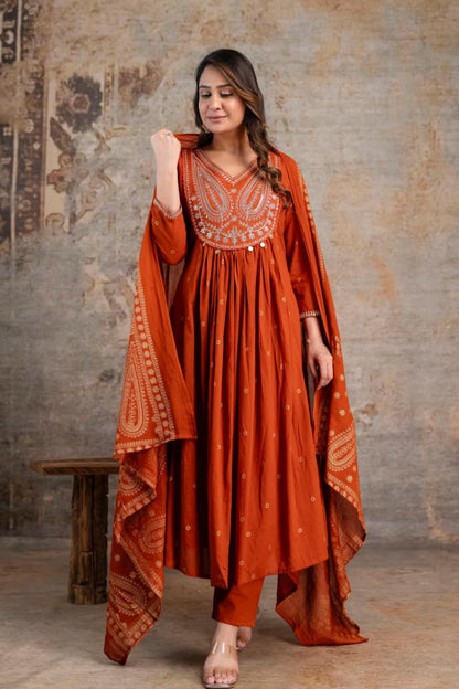 Amayra Mul Mul Cotton Neck Embroidery Work Kurti Pant And Dupatta