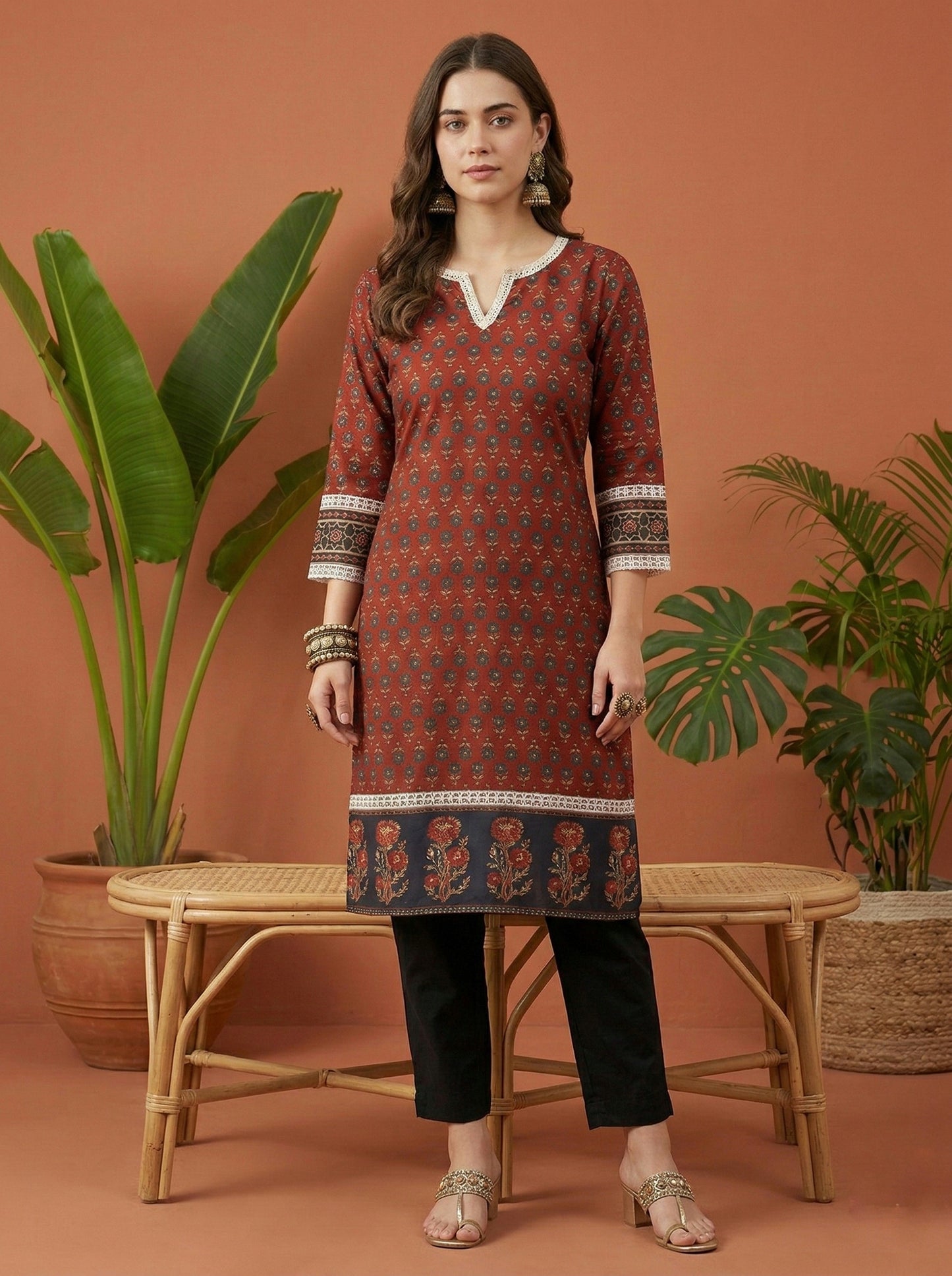 Short Cotton tunics for women red