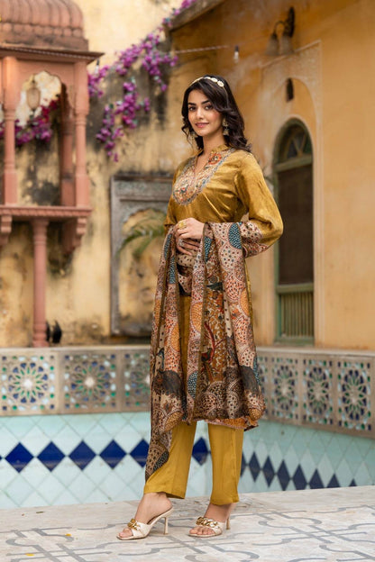 Soft Gajji Silk Suit For Women Peacock - Vijay Laxmi