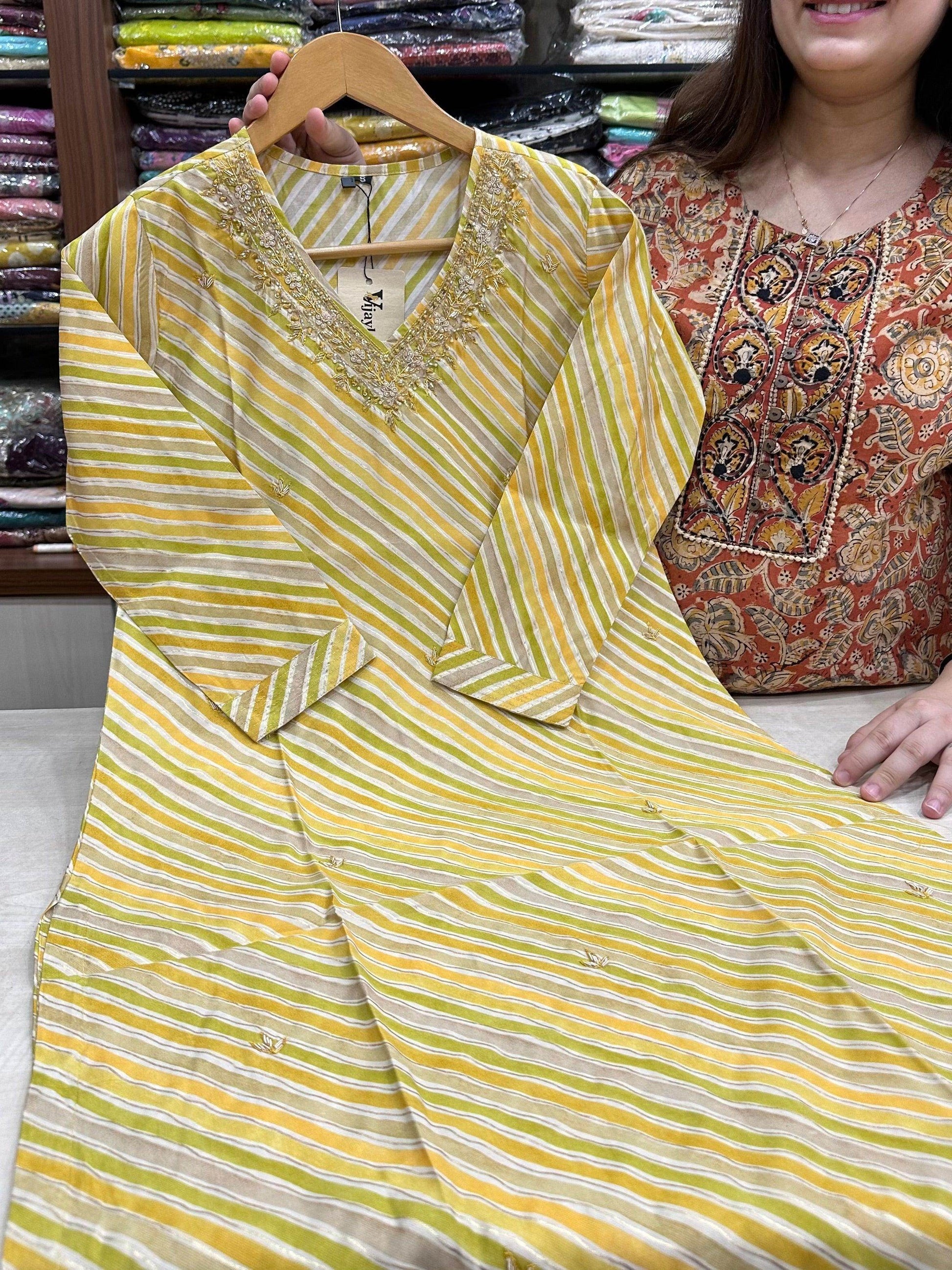 Muslin Silk lehariya Suit Set - Vijay Laxmi