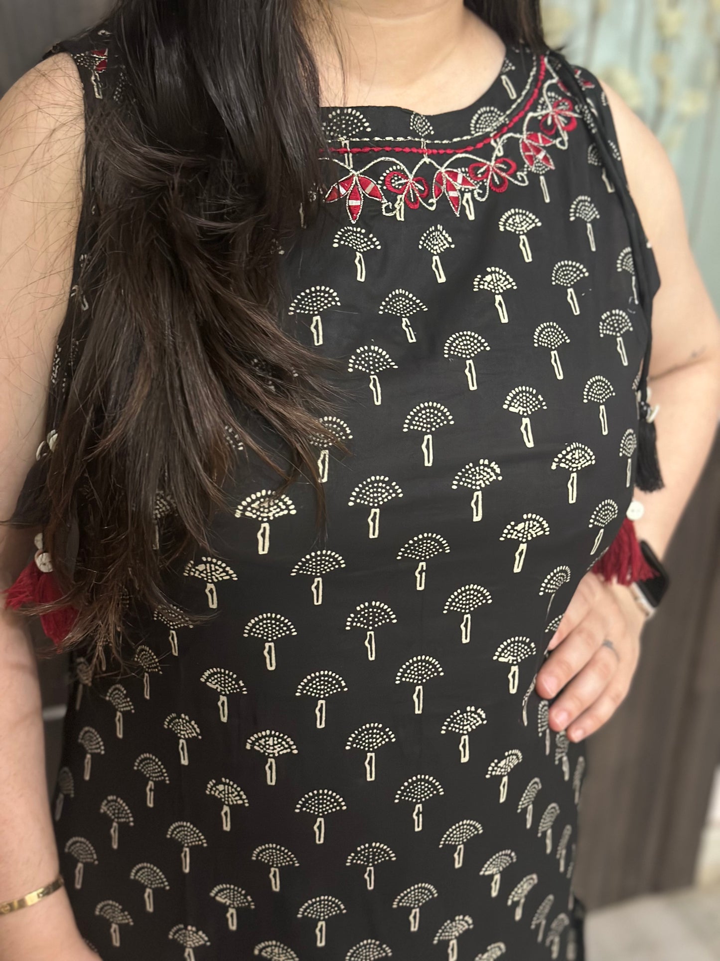 Bani Sleeveless Cotton Kurta set Black