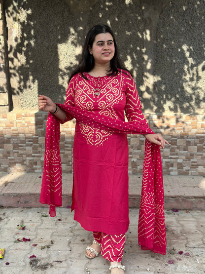 Amayra Cotton Kurta Embroidery Work Kurti Pant And Dupatta