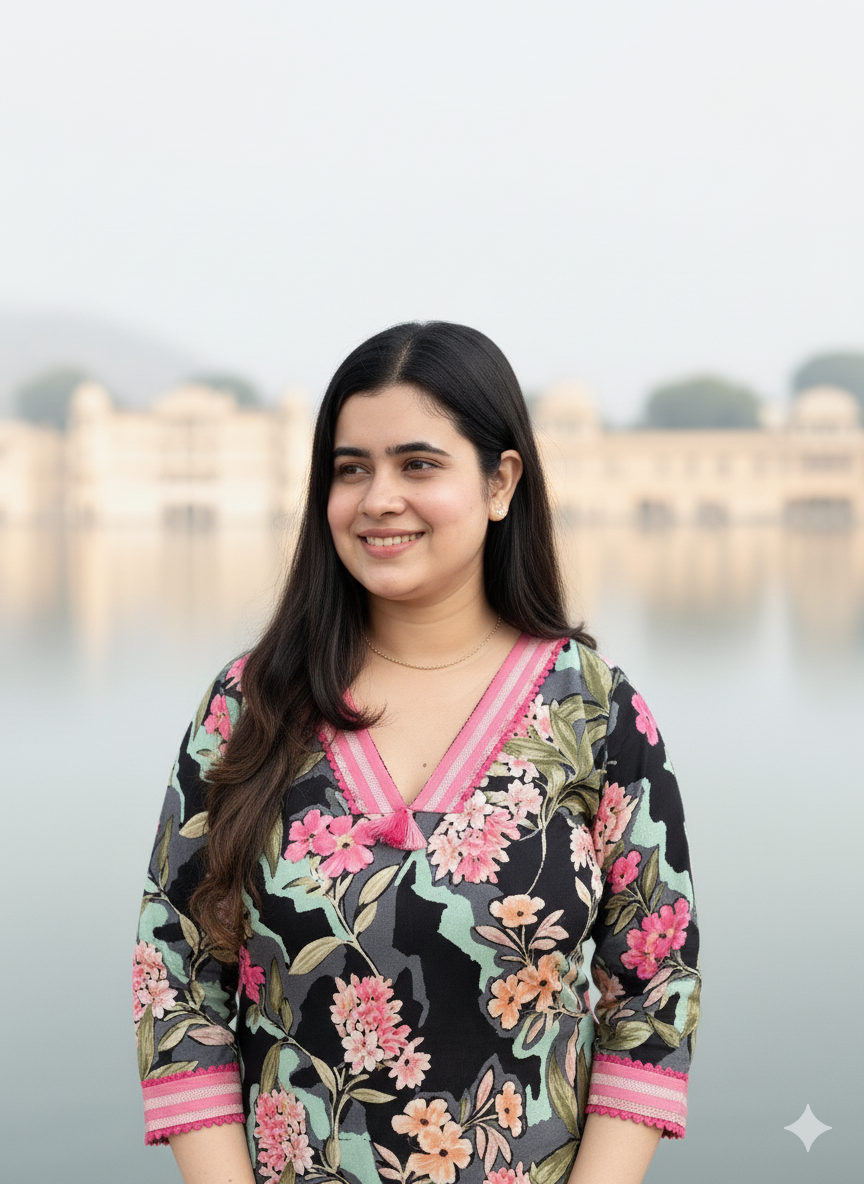 Premium Floral Black Cotton Kurti For Women