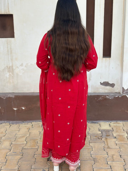 Cotton Flex kurta set with pants & dupatta - Vijay Laxmi