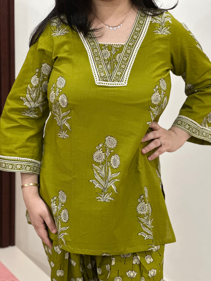 Jasmine Farshi Salwar Suit Mustard Green