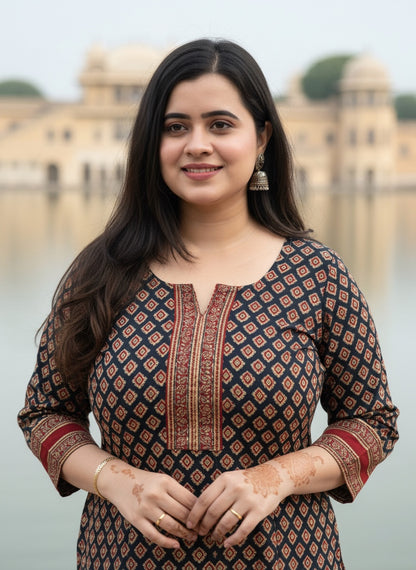 Airy Cotton Kurti for women black