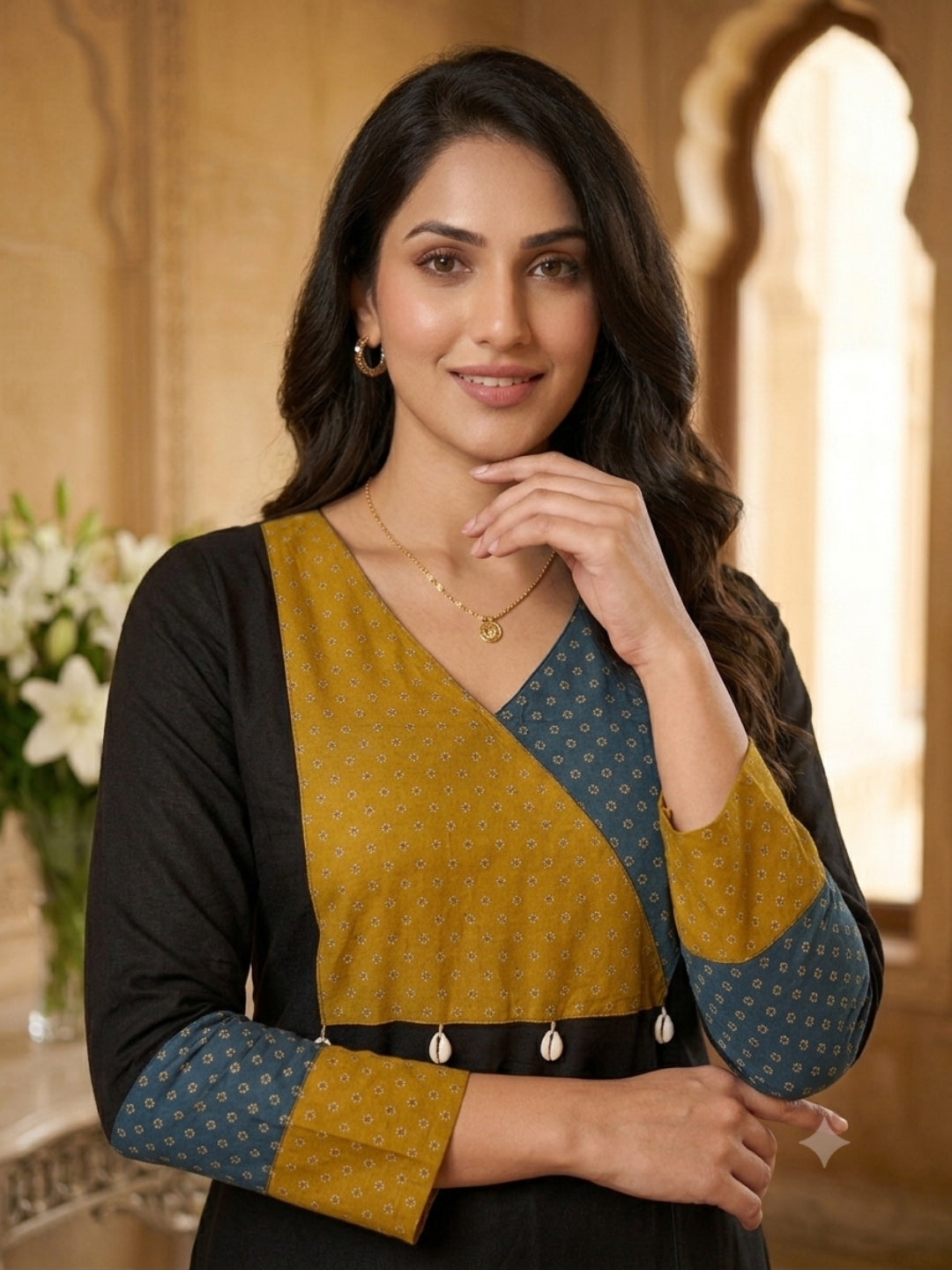 Rangrez pure cotton kurti for women black
