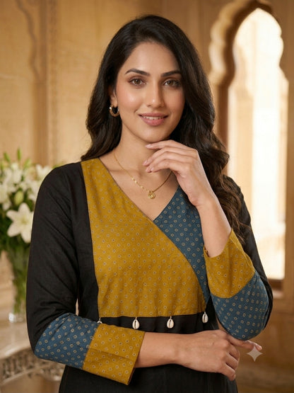 Rangrez pure cotton kurti for women black