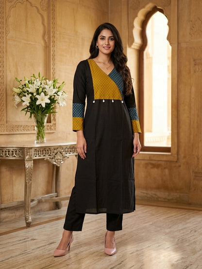 Rangrez pure cotton kurti for women black