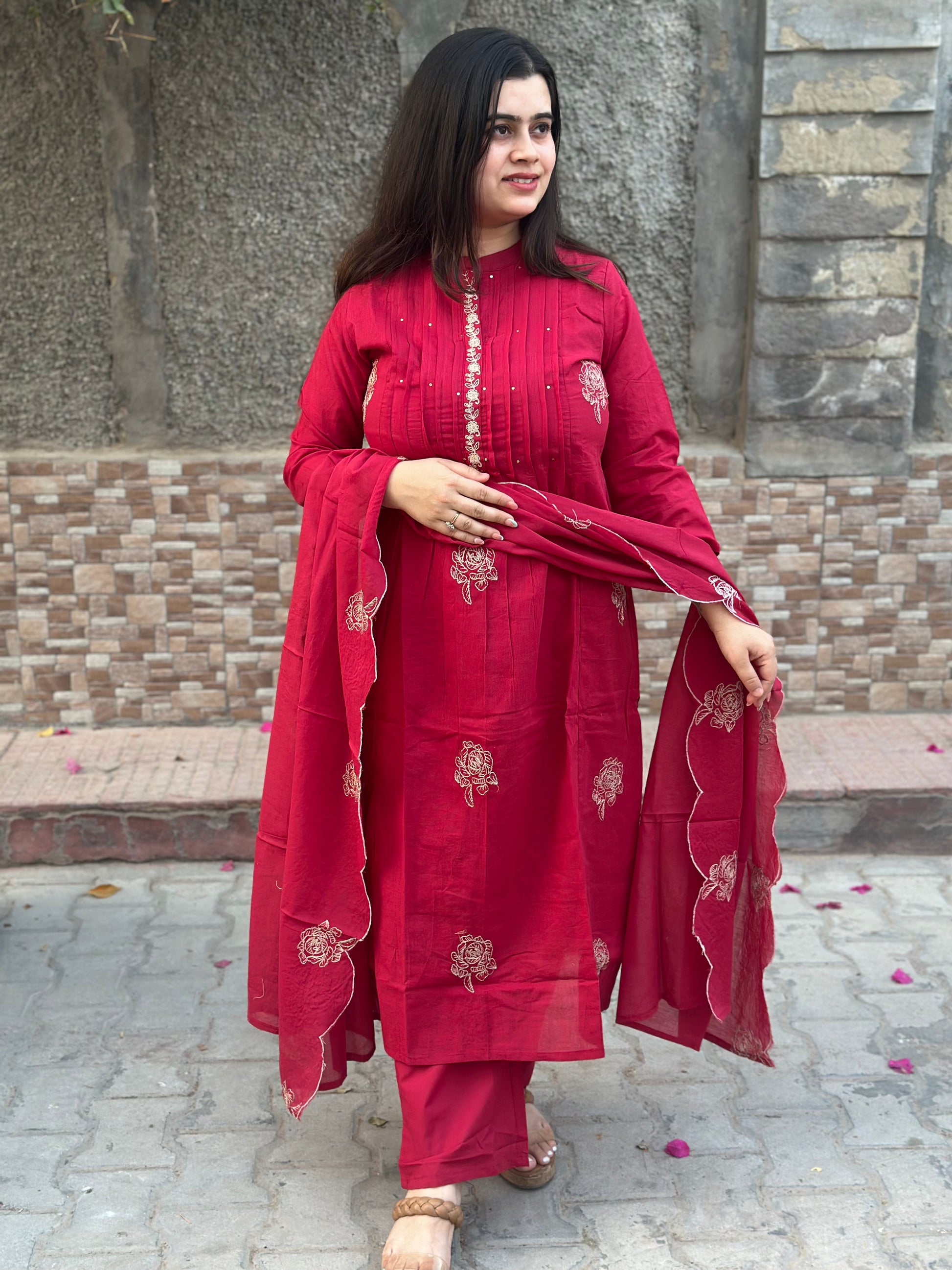 Premium Cotton kurta set for women with dupatta - Vijay Laxmi